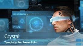  Presentation with virtual technology - Amazing presentation having bionic - people technology future and progress backdrop and a ocean colored foreground