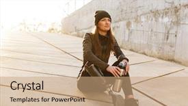  Presentation with prosthetic leg - Amazing PPT layouts having bionic - photo of athletic disabled girl backdrop and a coral colored foreground