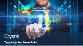  Presentation with medical charts - Theme consisting of biophysics - man touching hologram screen displaying background and a ocean colored foreground