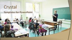  Presentation with biology - PPT theme with bioscience - happy children group in school background and a sky blue colored foreground