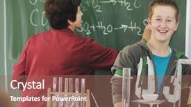  Presentation with computational chemistry science biology medicine - Colorful PPT theme enhanced with bioscience - science and chemistry classees backdrop and a coral colored foreground