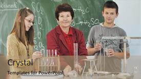  Presentation with computational chemistry science biology medicine - Amazing PPT theme having bioscience - science and chemistry classees backdrop and a coral colored foreground