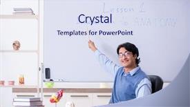  Presentation with teaching - Cool new theme with bioscience - young lecturer teacher teaching anatomy backdrop and a sky blue colored foreground