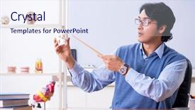  Presentation with anatomy - PPT theme consisting of bioscience - young lecturer teacher teaching anatomy background and a sky blue colored foreground