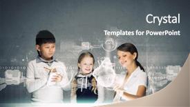  Presentation with human heart - Beautiful theme featuring bioscience - young teacher and her pupils backdrop and a gray colored foreground