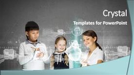  Presentation with human heart - Cool new PPT theme with bioscience - young teacher and her pupils backdrop and a dark gray colored foreground