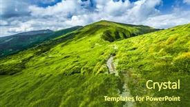  Presentation with blue mountain - Theme featuring biosphere - carpatian summer landscape mountain path background and a  colored foreground