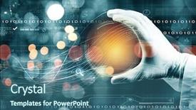  Presentation with scientist - PPT theme consisting of biotech - close up of scientist hand background and a ocean colored foreground