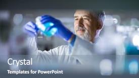  Presentation with scientific research - PPT theme consisting of biotech - senior male researcher carrying background and a seafoam green colored foreground