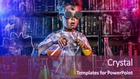  Presentation with biotechnology laboratory - Presentation theme with biotechnology - boy doing experiments background and a tawny brown colored foreground