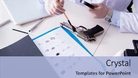  Presentation with crime - Audience pleasing theme consisting of biotechnology - criminologist police chemist looking backdrop and a light blue colored foreground