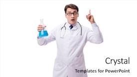  Presentation with lab - Presentation theme consisting of biotechnology - lab scientist isolated on white background and a white colored foreground