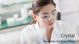  Presentation with biotechnology laboratory - Slides with biotechnology - people working at laboratory background and a light gray colored foreground