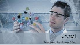  Presentation with dna structure - Amazing slides having biotechnology - scientist experimenting molecule structure backdrop and a light blue colored foreground