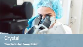  Presentation with biotechnology laboratory - Amazing slides having biotechnology - woman scientist working on microscope backdrop and a teal colored foreground