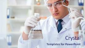  Presentation with water contamination - Cool new PPT layouts with biotechnology - young researcher scientist doing backdrop and a sky blue colored foreground