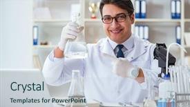  Presentation with water contamination - Slide set consisting of biotechnology - young researcher scientist doing background and a sky blue colored foreground