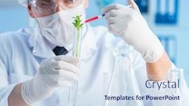  Presentation with biotechnology lab - Slides having biotechnology concept with scientist background and a sky blue colored foreground