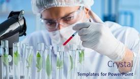  Presentation with biotechnology lab - Slide deck having biotechnology-concept-with-scientist background and a lemonade colored foreground