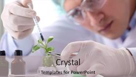  Presentation with biotechnology lab - Slide deck with biotechnology concept with scientist background and a light gray colored foreground