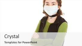  Presentation with teens - Audience pleasing slide set consisting of bioterrorism - girl in he late teens backdrop and a white colored foreground