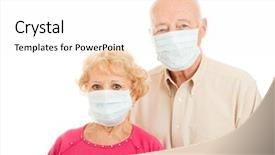  Presentation with surgical masks - Presentation design consisting of bioterrorism - worried senior couple wearing surgical background and a sky blue colored foreground
