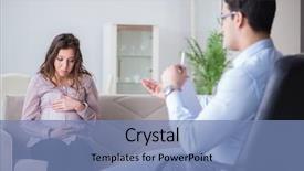  Presentation with pregnant woman doctor - Audience pleasing presentation consisting of bipolar disorder - pregnant woman visiting psychologist doctor backdrop and a teal colored foreground