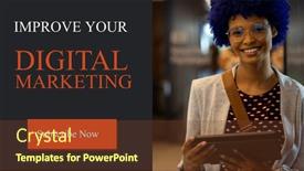  Presentation with creative marketing - Slide set enhanced with biracial-businesswoman-using-tablet and a  colored foreground