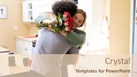  Presentation with wedding anniversary - PPT theme featuring biracial-excited-young-woman background and a lemonade colored foreground