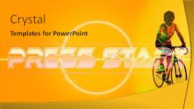  Presentation with female sport - PPT theme with biracial-female-athlete-riding-bike background and a light gray colored foreground