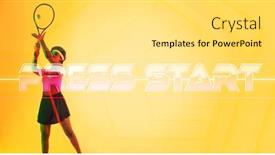  Presentation with female sport - Presentation with biracial-female-athlete-serving-ball background and a light gray colored foreground