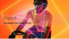  Presentation with racing - Slide set with biracial-female-athlete-wearing-glasses background and a coral colored foreground