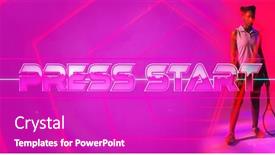  Presentation with female sport - Presentation design featuring biracial-female-athlete-with-racket background and a purple colored foreground