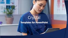  Presentation with medical therapy - PPT theme with biracial-female-physiotherapist-using-tablet background and a ocean colored foreground