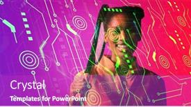  Presentation with abstract circles - Slide set enhanced with biracial-female-player-with-tennis background and a purple colored foreground