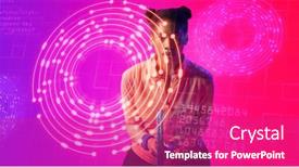  Presentation with abstract circles - Presentation theme enhanced with biracial-female-player-with-tennis background and a purple colored foreground