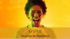  Presentation with face match - Slide set with biracial-female-soccer-player background and a gold colored foreground