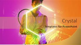  Presentation with hexagon - Slide deck featuring biracial-female-tennis-player background and a yellow colored foreground