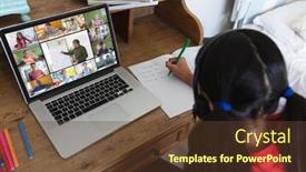  Presentation with writing notes - Slide set enhanced with biracial-girl-writing-english-notes background and a tawny brown colored foreground