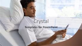  Presentation with healthcare-communication - PPT theme enhanced with biracial-male-patient-using-smartphone background and a light gray colored foreground