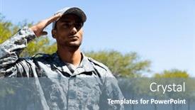  Presentation with space time - PPT theme enhanced with biracial-male-soldier-wearing-military background and a seafoam green colored foreground