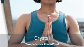  Presentation with quality life - Presentation theme consisting of biracial-man-doing-yoga-meditating background and a ocean colored foreground