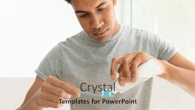  Presentation with dental hygiene - Presentation having biracial-man-putting-toothpaste background and a coral colored foreground