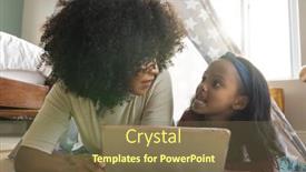  Presentation with family talking - Presentation theme having biracial-mother-with-afro-hair background and a  colored foreground