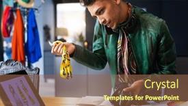  Presentation with design fashion - PPT theme consisting of biracial-transgender-fashion-designer-using background and a tawny brown colored foreground