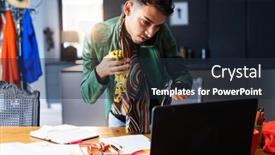  Presentation with design fashion - Presentation design enhanced with biracial-transgender-fashion-designer-using background and a wine colored foreground