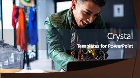  Presentation with design fashion - Presentation design with biracial-transgender-fashion-designer-using background and a tawny brown colored foreground