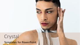  Presentation with gender - Presentation theme having biracial-transgender-man-looking-away background and a coral colored foreground