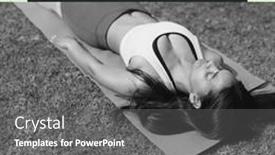  Presentation with mental care - Slide deck featuring biracial-woman-lying-on-mat background and a gray colored foreground