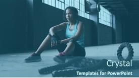  Presentation with workout - Presentation design having biracial-woman-rests-after-workout and a ocean colored foreground
